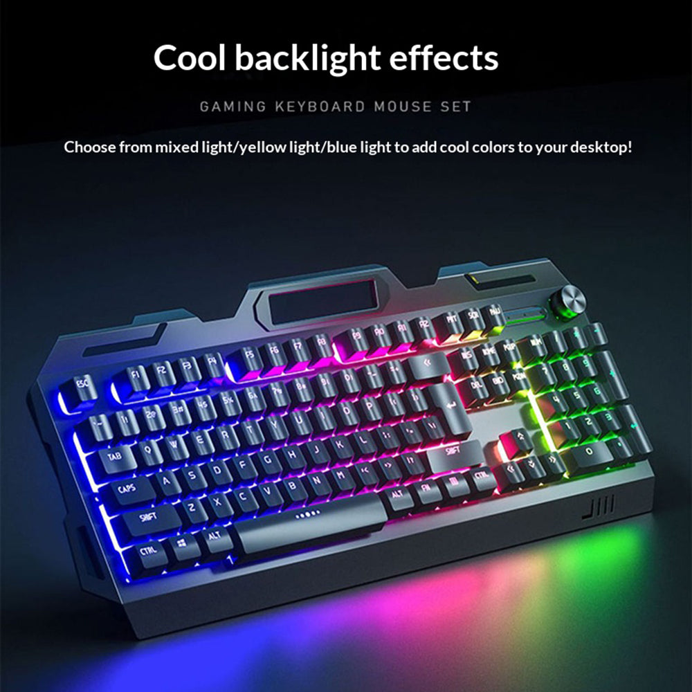 104-Key USB Wired Mechanical Keyboard 19 Keys Anti-Ghosting Gaming Keyboard with Backlit and Phone Holder