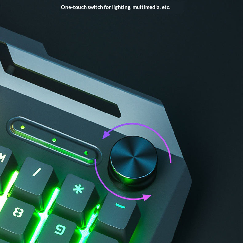 104-Key USB Wired Mechanical Keyboard 19 Keys Anti-Ghosting Gaming Keyboard with Backlit and Phone Holder