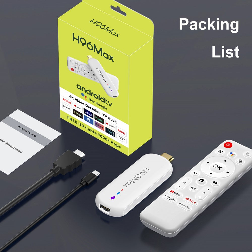 H96 MAX M20 L3 Android 14 TV Stick 4K HDR Streaming Media Player with Google Voice Assistant 2GB + 16GB