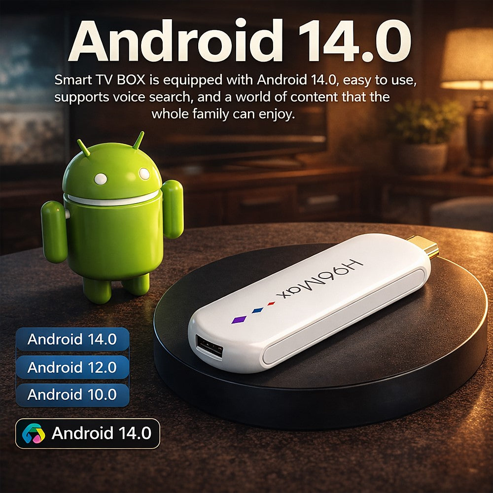 H96 MAX M20 L3 Android 14 TV Stick 4K HDR Streaming Media Player with Google Voice Assistant 2GB + 16GB