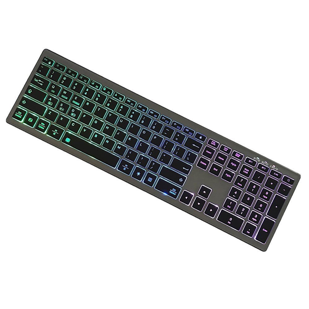 E15 Three Mode Wireless Keyboard 110 Keys RGB Backlight Mute Keyboard for Office Home Use