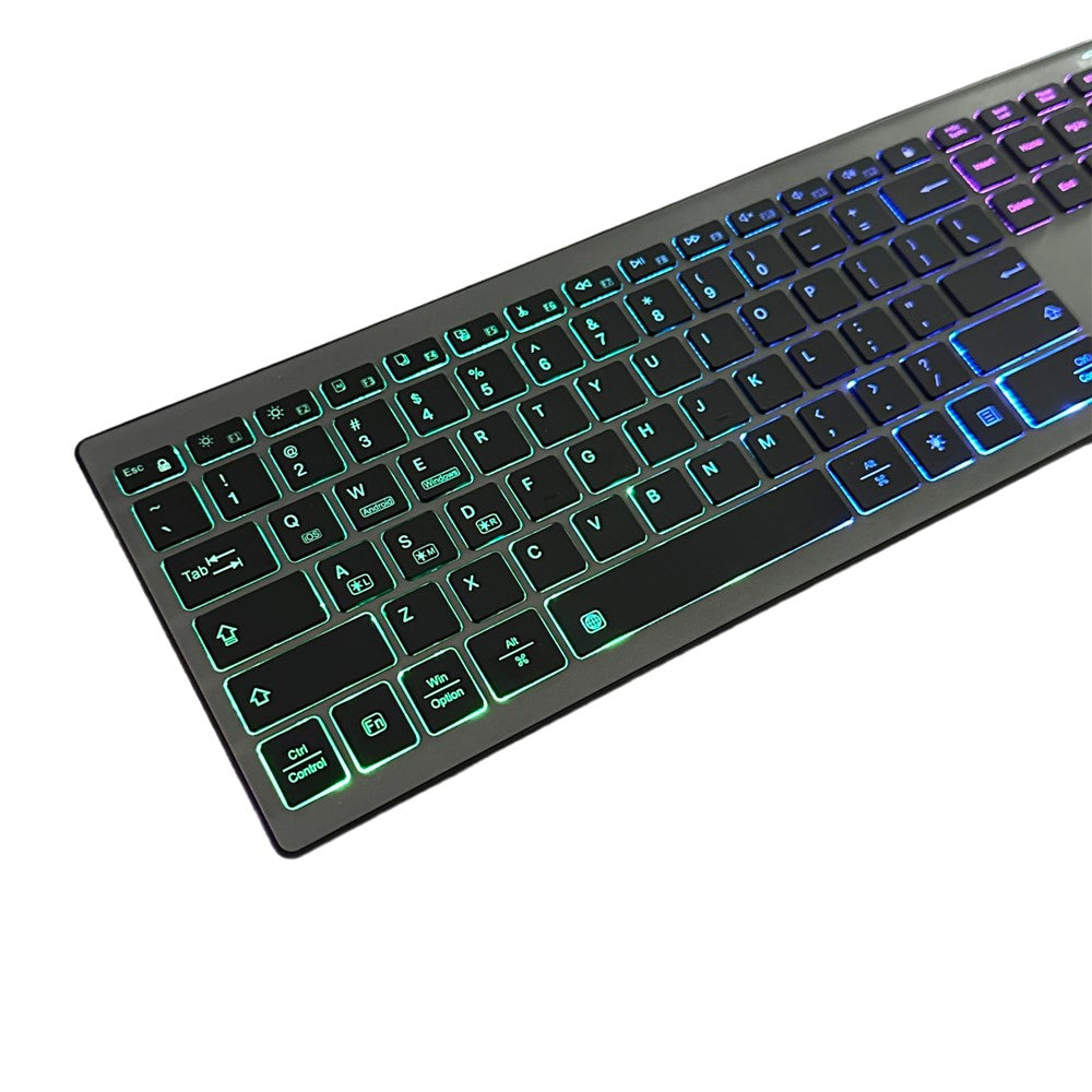 E15 Three Mode Wireless Keyboard 110 Keys RGB Backlight Mute Keyboard for Office Home Use