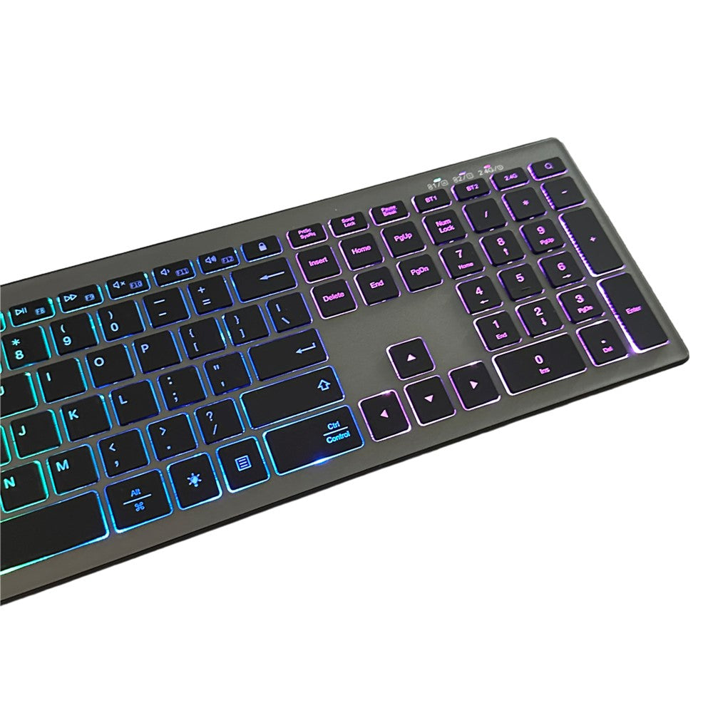 E15 Three Mode Wireless Keyboard 110 Keys RGB Backlight Mute Keyboard for Office Home Use