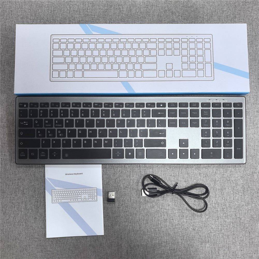 E15 Three Mode Wireless Keyboard 110 Keys RGB Backlight Mute Keyboard for Office Home Use