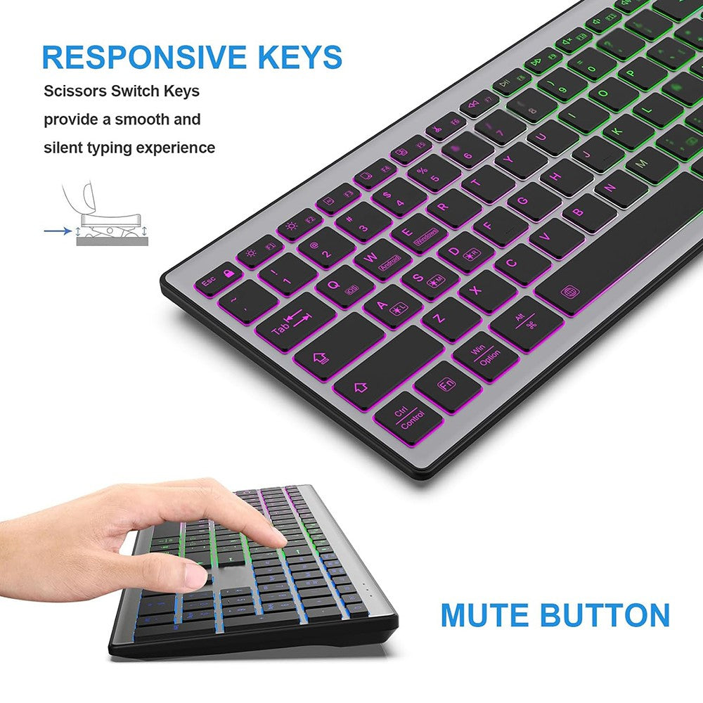 E15 Three Mode Wireless Keyboard 110 Keys RGB Backlight Mute Keyboard for Office Home Use