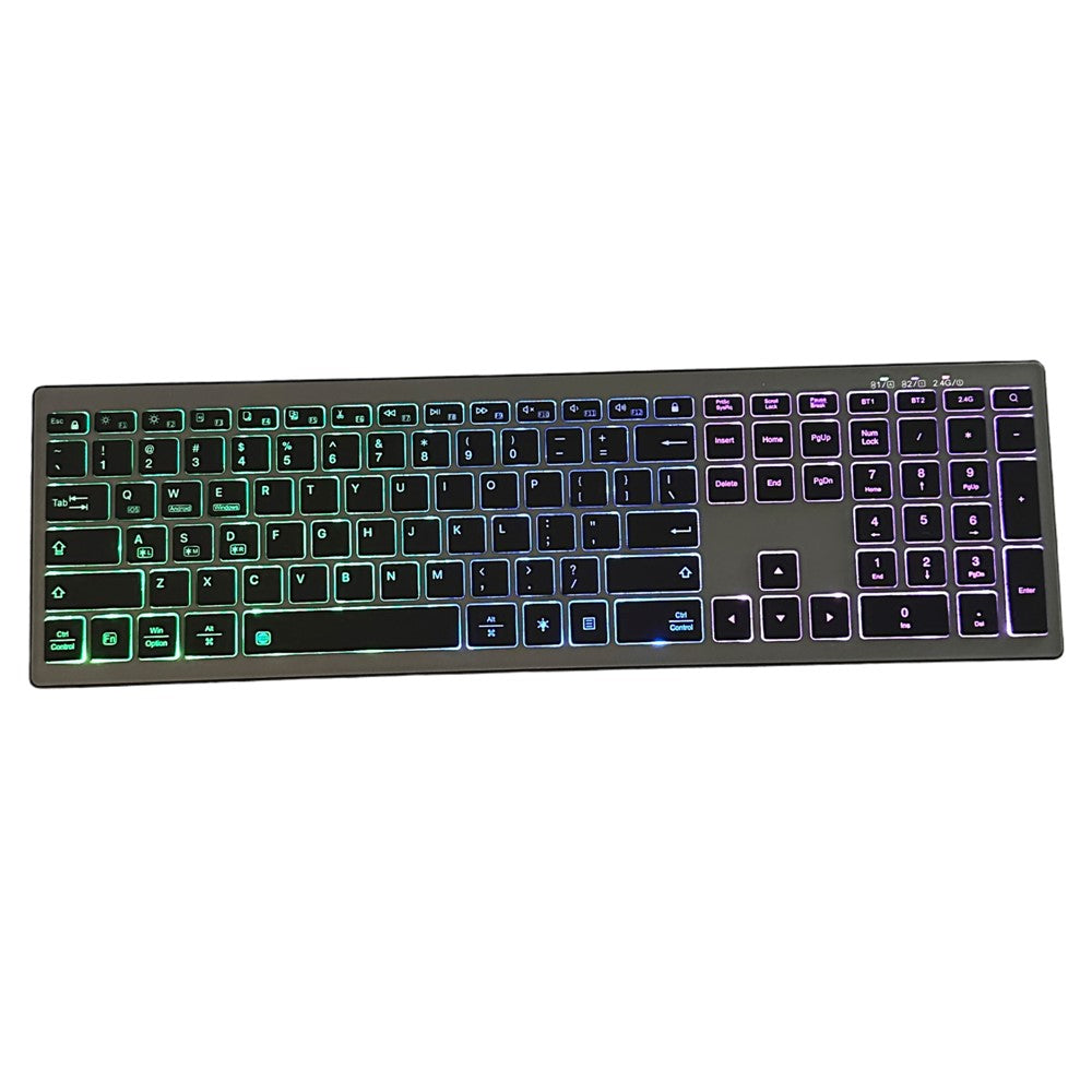 E15 Three Mode Wireless Keyboard 110 Keys RGB Backlight Mute Keyboard for Office Home Use