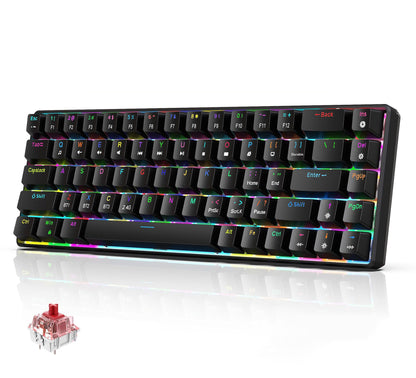 HXSJ V800 68-Key Mechanical Keyboard 2.4G Wireless/Bluetooth-compatible/Wired 3-Mode Keyboard with RGB Backlit