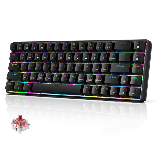 HXSJ V800 68-Key Mechanical Keyboard 2.4G Wireless/Bluetooth-compatible/Wired 3-Mode Keyboard with RGB Backlit