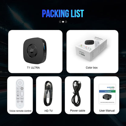 T1 Ultra Android 14 TV Box 8K Ultra HD Streaming Device Dual Band WiFi 6 RK3518 Quad Core Set Top Box, 2+8GB