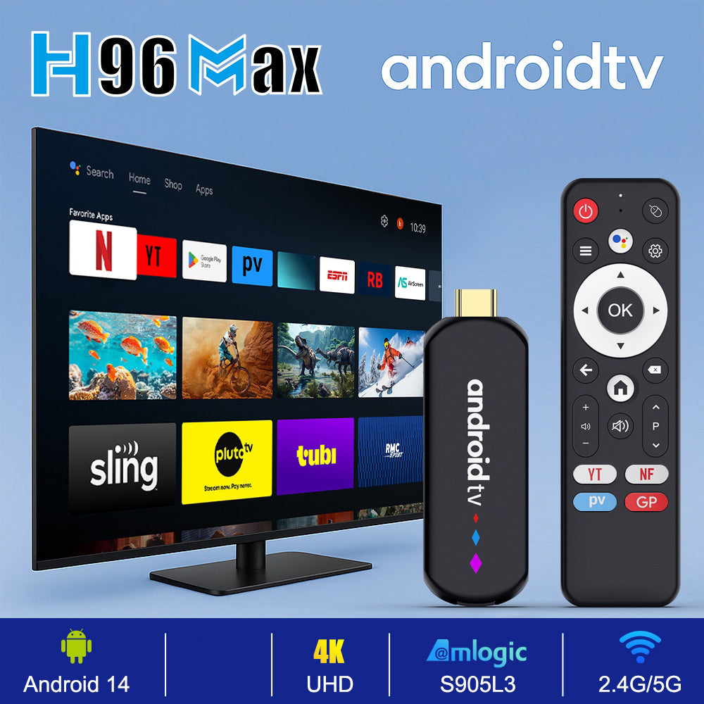 H96Max S905L3 Android 14 TV Box WiFi/Bluetooth-compatible Quad Core 4K Ultra HD Streaming Device, 2+16GB