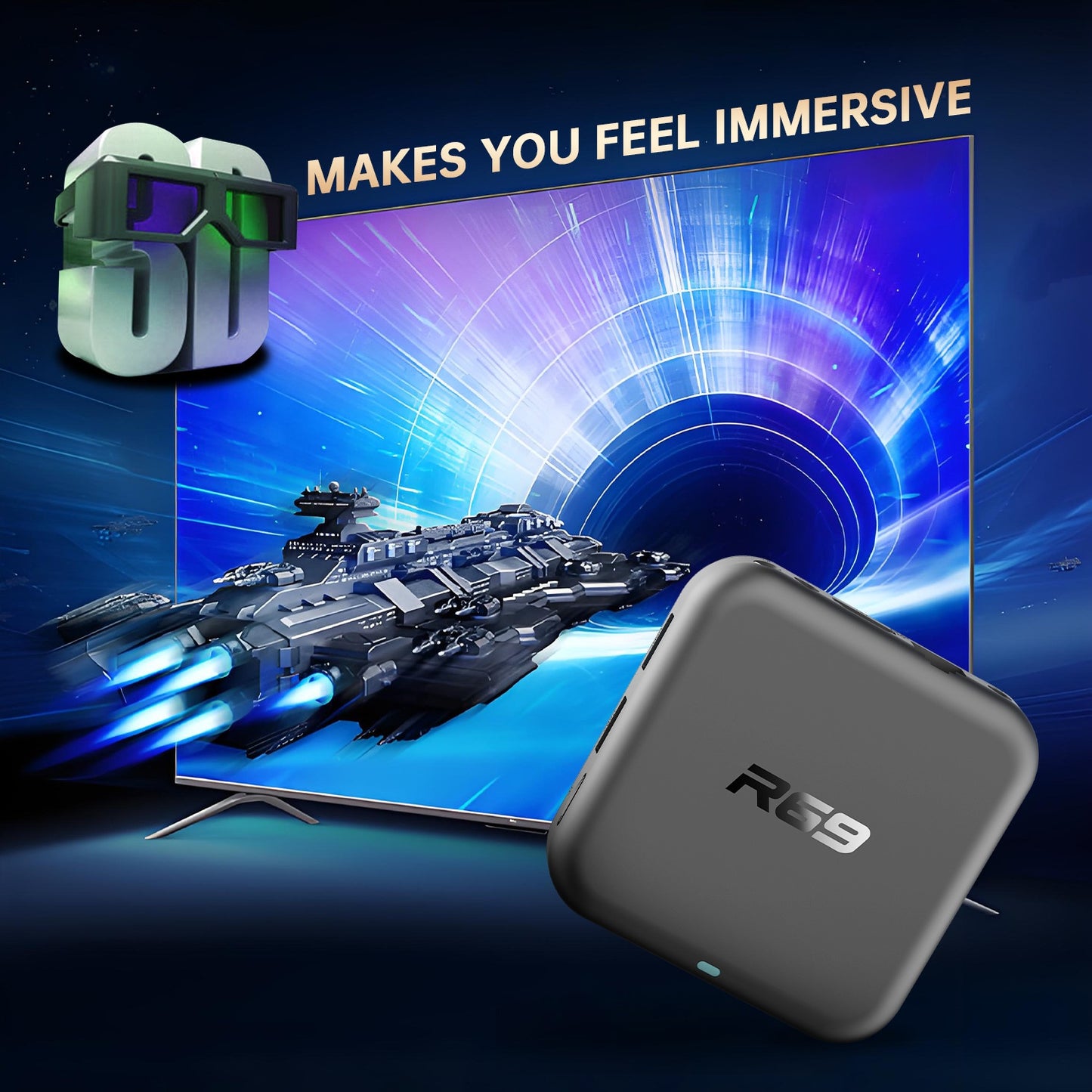 R69 Android 14 TV Box 4K Ultra HD WiFi 6 Bluetooth-compatible 5.0 Smart Media Player (Chipset: RK3518), 2+8GB
