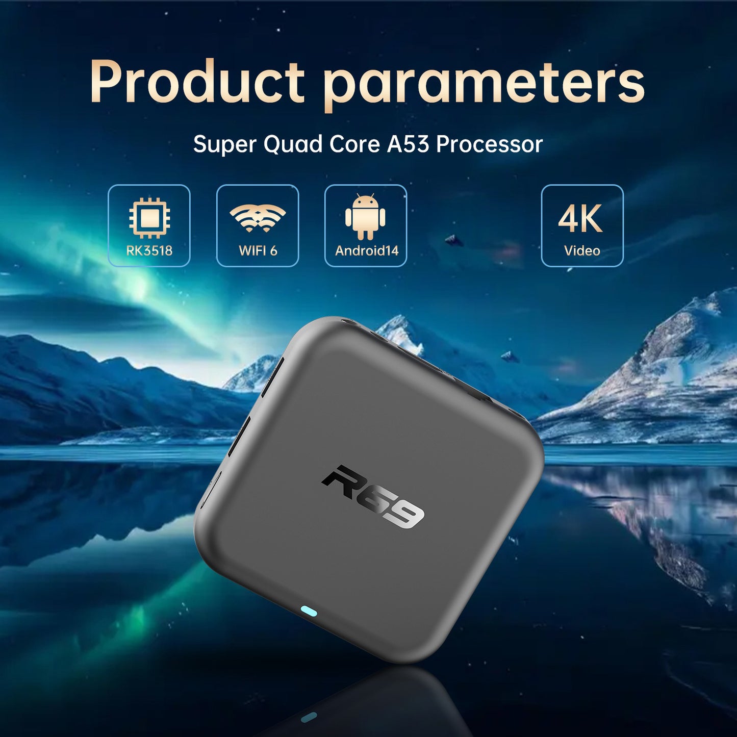 R69 Android 14 TV Box 4K Ultra HD WiFi 6 Bluetooth-compatible 5.0 Smart Media Player (Chipset: RK3518), 2+8GB