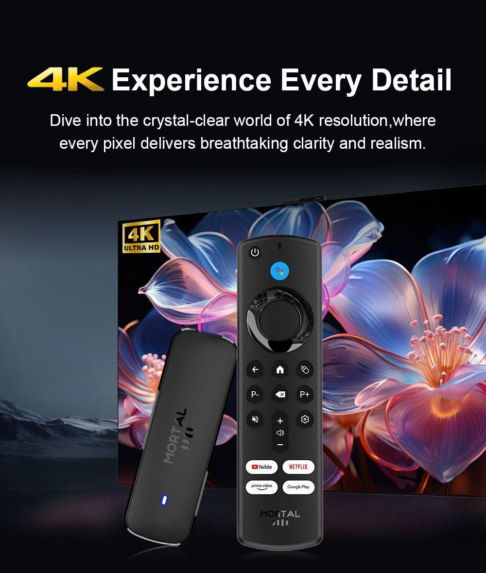 Q8 2+8GB Android 14.0 Smart TV Stick Allwinner H313 Quad Core 4K Ultra HD WiFi 6 Bluetooth-compatible Media Player with Voice Remote