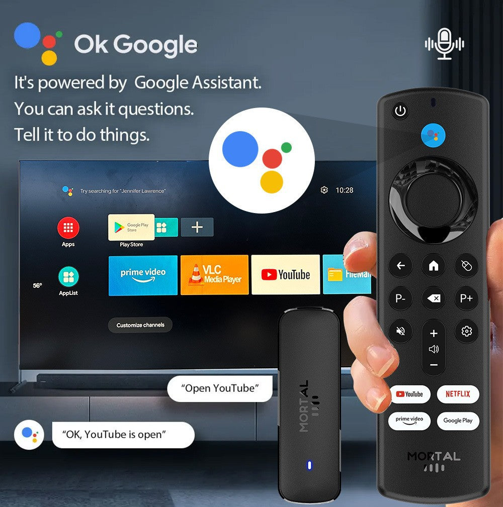 Q8 2+8GB Android 14.0 Smart TV Stick Allwinner H313 Quad Core 4K Ultra HD WiFi 6 Bluetooth-compatible Media Player with Voice Remote