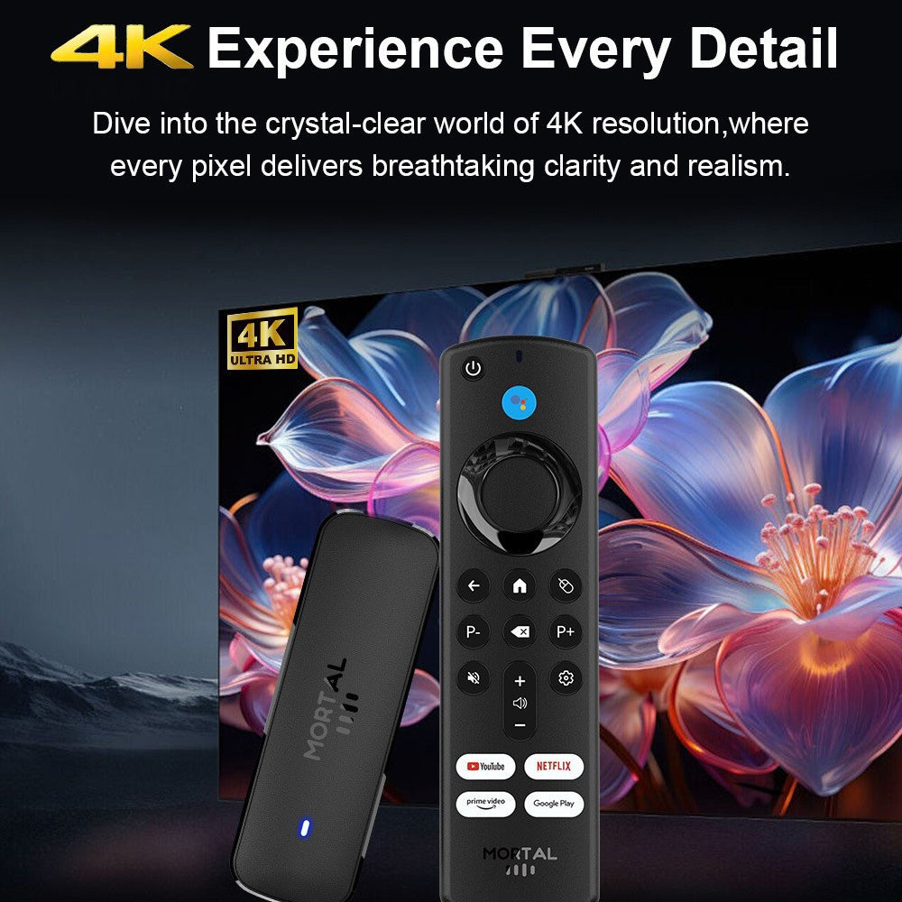 Q8 2+16GB Android 14.0 Smart TV Stick Allwinner H313 Quad Core 4K Ultra HD WiFi 6 Bluetooth-compatible Media Player with Voice Remote