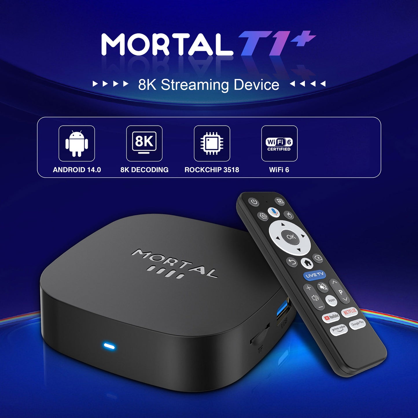 T1+ 2+16GB RK3518 Android 16.0 TV Box 8K HDR10+ Network Streaming Media Player WiFi Bluetooth-compatible Set Top Box