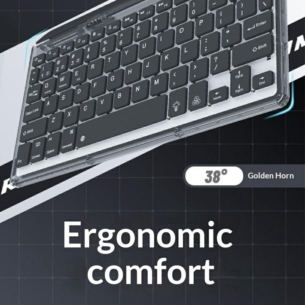 KB338 Bluetooth-compatible Keyboard Wireless Transparent Triple Mode Foldable Keyboard for Computer Tablet