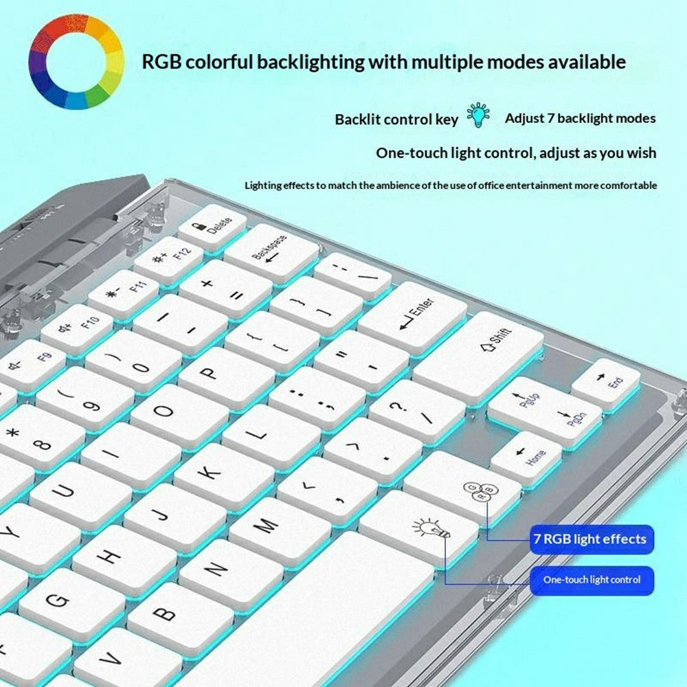 KB338 Bluetooth-compatible Keyboard Wireless Transparent Triple Mode Foldable Keyboard for Computer Tablet