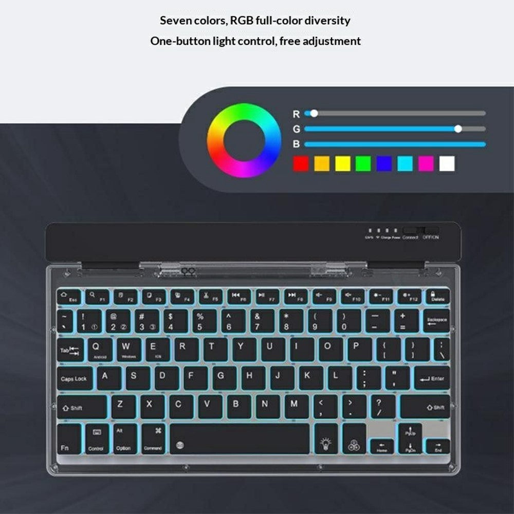 KB338 Bluetooth-compatible Keyboard Wireless Transparent Triple Mode Foldable Keyboard for Computer Tablet
