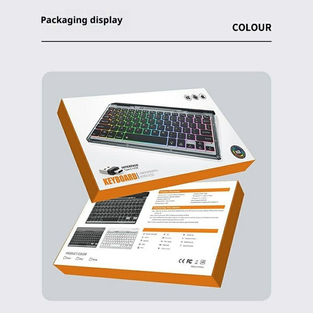KB338 Bluetooth-compatible Keyboard Wireless Transparent Triple Mode Foldable Keyboard for Computer Tablet