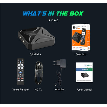 Q1 MINI+ 2G+16G TV Box RK3518 8K  /  4K WiFi 6 Dual Band Android 14 Bluetooth-compatible 5.4 Google Play Streaming Media Player