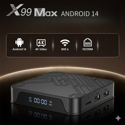 X99 MAX 2+8GB Android 14 TV Box RK3518 WiFi 6 4K HD Media Player with Bluetooth-compatible 5.0 Voice Remote Control