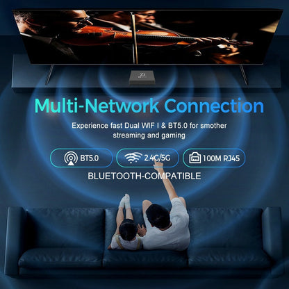 Z1 2+16GB Android 15.0 TV Box 4K Ultra HD WiFi 6 Dual Band 2.4G / 5G Bluetooth-compatible Voice Remote