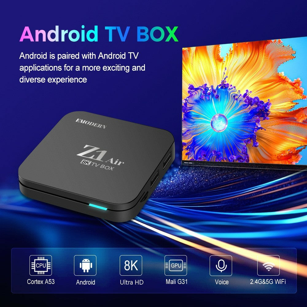 EMODERN Z1 AIR 2+16GB Android 15.0 TV Box 8K Ultra HD 2.4G  /  5G WiFi Bluetooth-compatible Voice Remote