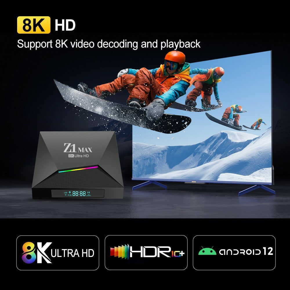 Z1 MAX 2+16GB Android 15.0 TV Box 8K Ultra HD Dual Band WiFi 6 2.4G / 5G Bluetooth-compatible Voice Remote for Home Entertainment