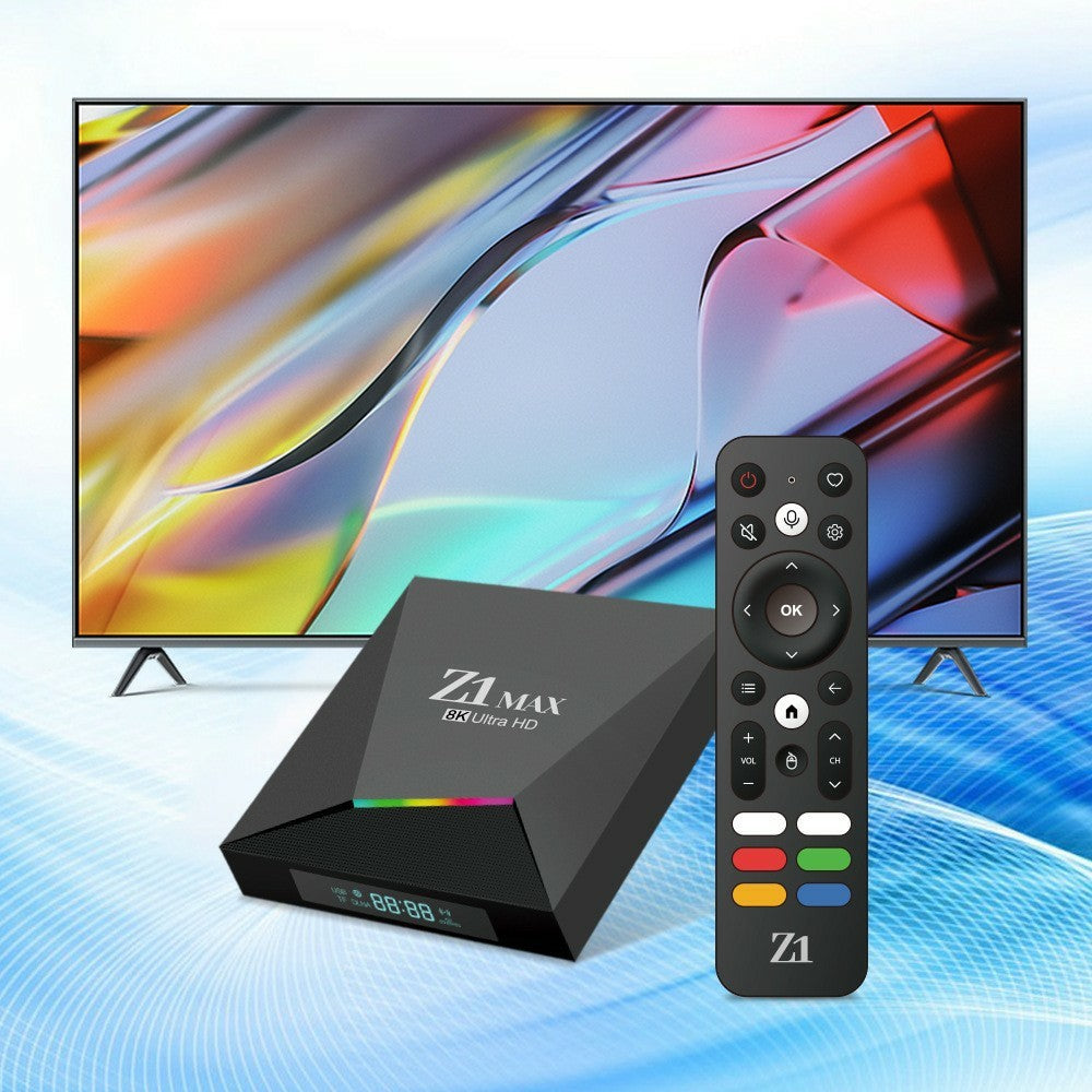 Z1 MAX 2+16GB Android 15.0 TV Box 8K Ultra HD Dual Band WiFi 6 2.4G / 5G Bluetooth-compatible Voice Remote for Home Entertainment