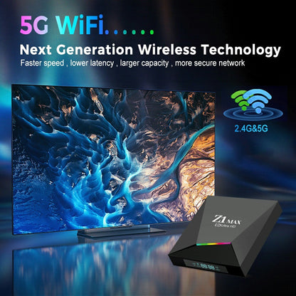 Z1 MAX 2+8GB Android 15.0 TV Box 8K Ultra HD Dual Band WiFi 6 2.4G / 5G Bluetooth-compatible Voice Remote for Home Entertainment