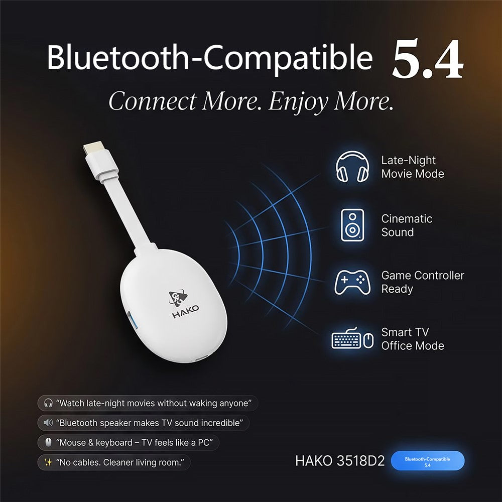 HAKO 2+8GB Android 14.0 TV Stick RK3518 Quad-Core 4K WiFi 6 Bluetooth-Compatible 5.4 with Remote
