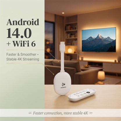 HAKO 2+8GB Android 14.0 TV Stick RK3518 Quad-Core 4K WiFi 6 Bluetooth-Compatible 5.4 with Remote