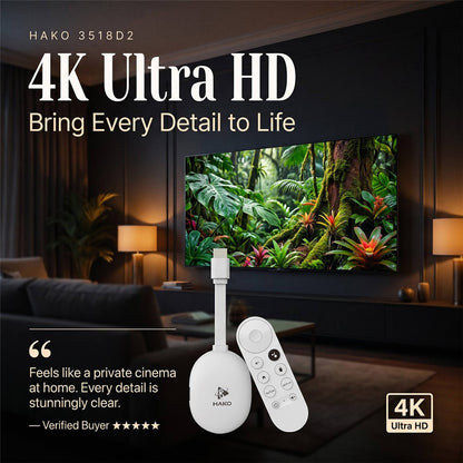 HAKO 2+16GB Android 14.0 TV Stick RK3518 Quad-Core 4K WiFi 6 Bluetooth-Compatible 5.4 with Remote