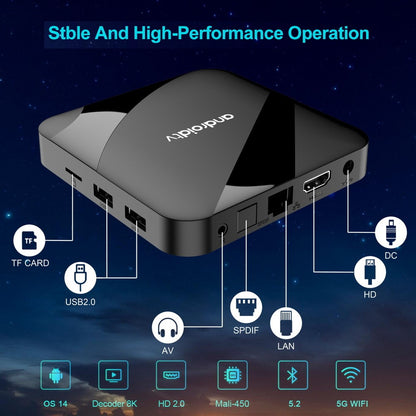 TV98 RK3528 2+16GB Android TV Box WiFi6 Dual Band 2.4G / 5G Bluetooth-compatible 8K UHD Streaming Media Player