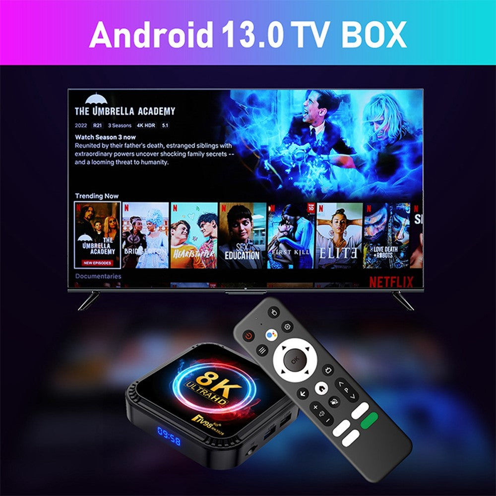 TV98 RK3528 4+32GB Android TV Box 8K Ultra HD 5G WiFi Bluetooth-compatible 4.0 Media Player for Home Entertainment