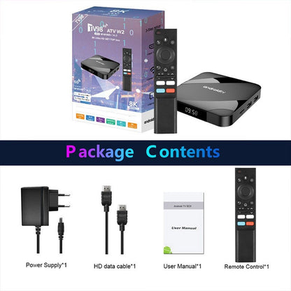 TV98 ATV W2 4+32GB Android 14.0 8K Smart TV Box Amlogic S905W2 Dual Band WiFi Bluetooth-compatible 5.1 Voice Remote for Streaming Media