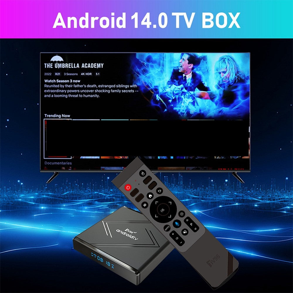 TV98 ATV PRO+ 2+8GB Android 14.0 TV Box 8K Ultra HD HDR10+ 3D Video Dual Band WiFi 2.4G / 5G Bluetooth-compatible Smart Set-Top Box