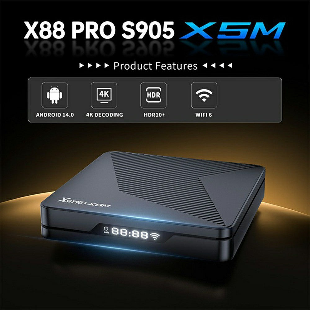 X88 PRO X5M 2+16GB Android 14 TV Box S905 6nm 4K HDR10+ WiFi 6 Bluetooth-compatible 5.0 with Voice Remote Control for Streaming