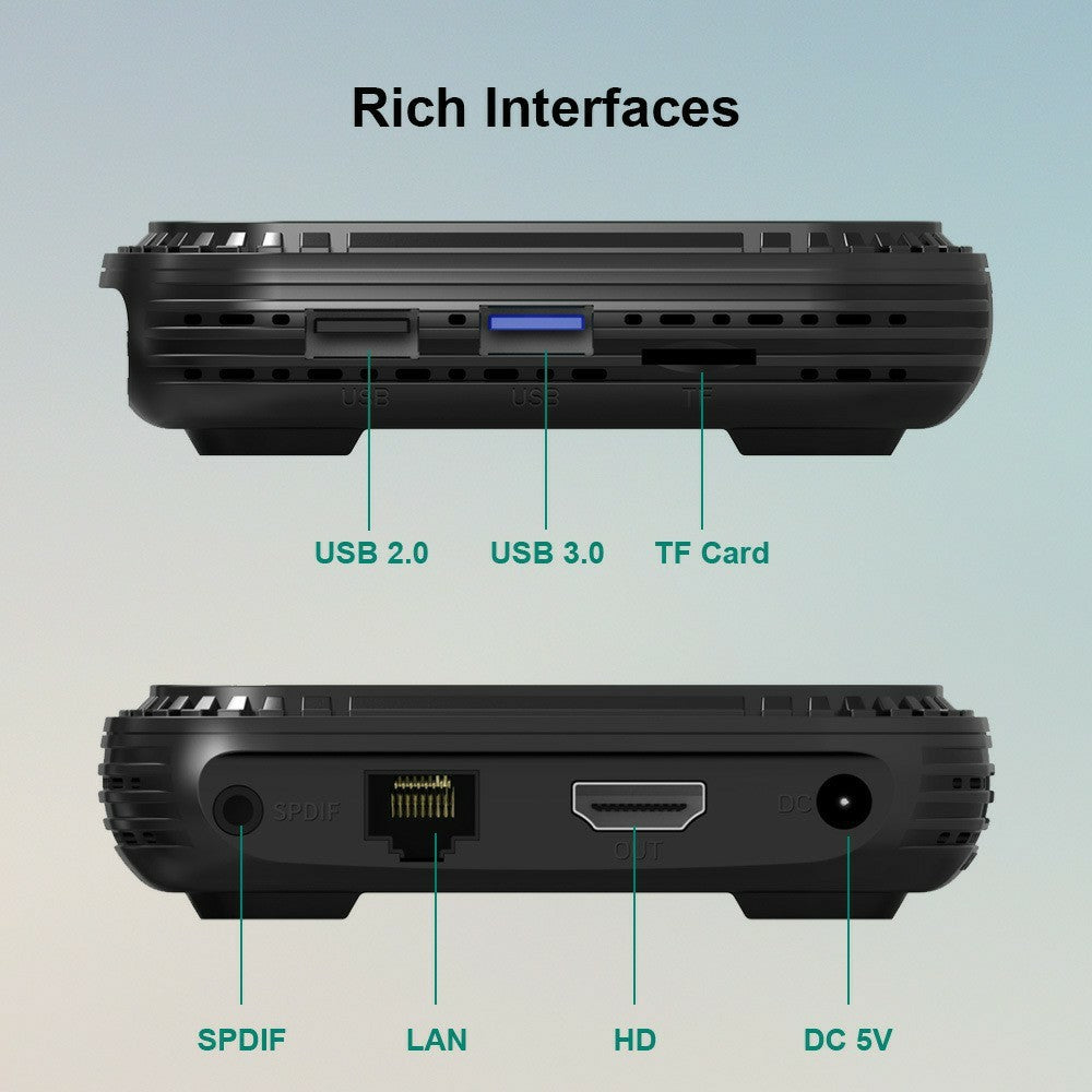 TV98 H728 Android 14 TV Box 8K Ultra HD Video Decoding WiFi 6 Dual Band Smart Media Player for Home Theater, 4+32GB