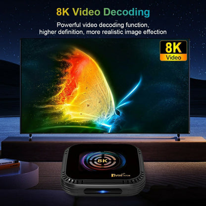 TV98 H728 Android 14 TV Box 8K Ultra HD Video Decoding WiFi 6 Dual Band Smart Media Player for Home Theater, 4+32GB