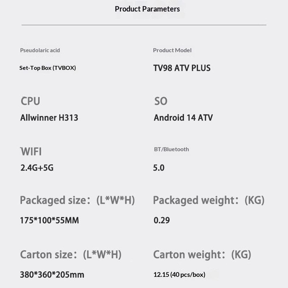 TV98 ATV PLUS 2+16GB Android TV Box 8K Ultra HD Dual WiFi BT 5.0 Voice Remote Media Player