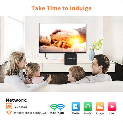 TX2000Pro 16+256GB Android TV Box 4K UHD Quad Core A53 Dual WiFi BT5.0 Media Player for Home Entertainment