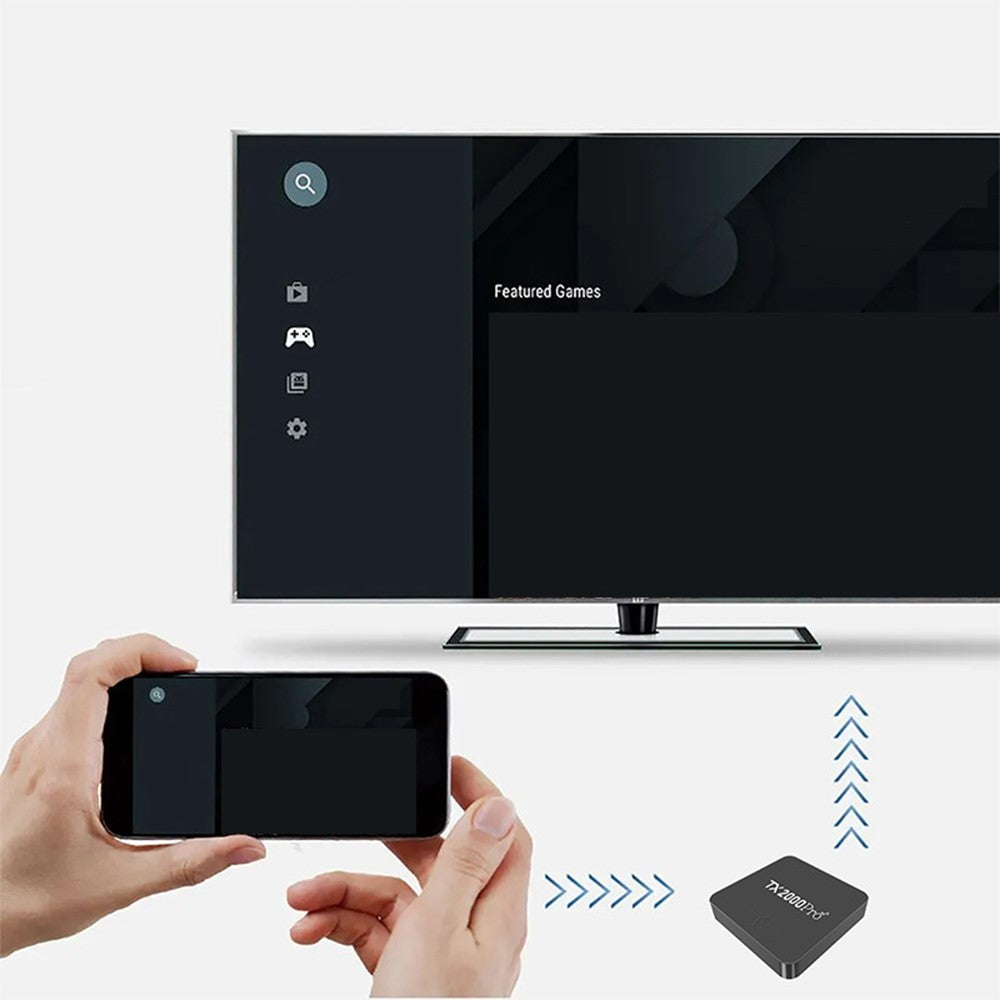 TX2000Pro 16+256GB Android TV Box 4K UHD Quad Core A53 Dual WiFi BT5.0 Media Player for Home Entertainment