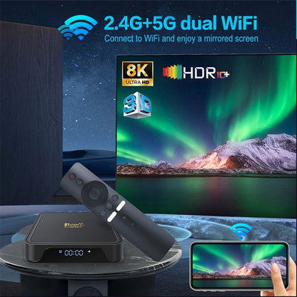 TV98 Pro 2+16GB Android TV Box 8K  /  60fps 3D HDR10+ Dual WiFi Bluetooth-compatible Voice Remote Control Media Player