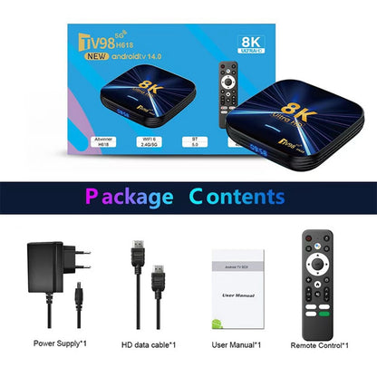 TV98 H618 Android 14 TV Box 2+16GB 8K UHD Dual WiFi Bluetooth-compatible 5.0 Smart Media Player