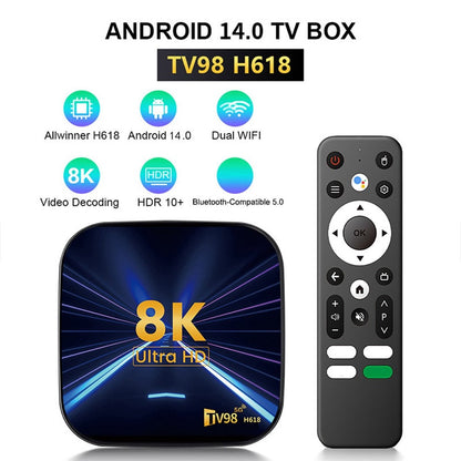 TV98 H618 Android 14 TV Box 2+16GB 8K UHD Dual WiFi Bluetooth-compatible 5.0 Smart Media Player