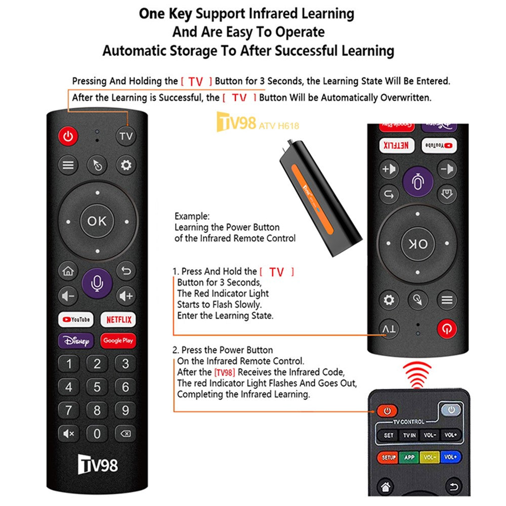 TV98 ATV H618 2+16GB Android 14 TV Stick 8K Dual-Band WiFi Media Player