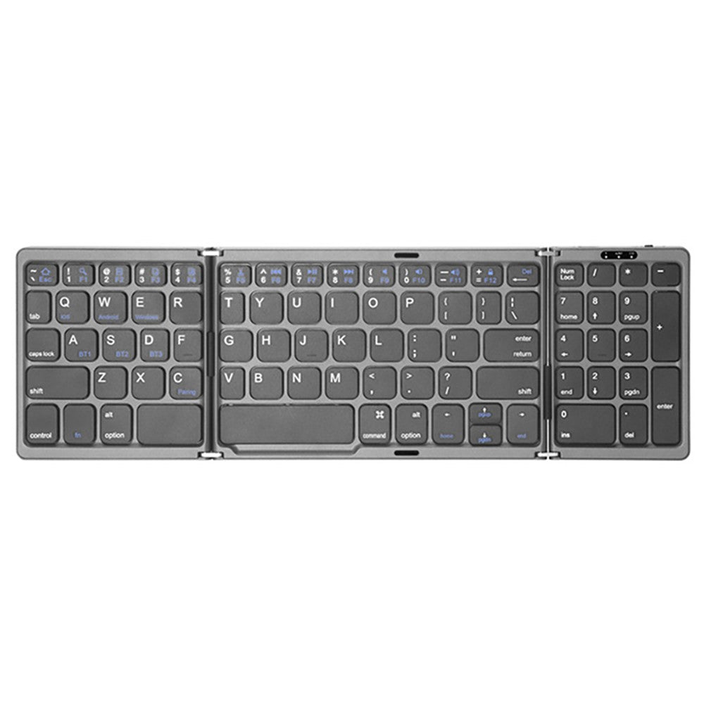 B089 Portable Tri-fold 81 Keys Bluetooth-Compatible Keyboard Home Office Wireless Keyboard with Numbers Area