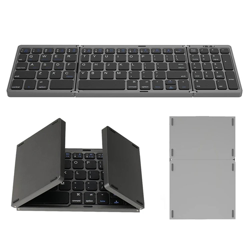 B089 Portable Tri-fold 81 Keys Bluetooth-Compatible Keyboard Home Office Wireless Keyboard with Numbers Area